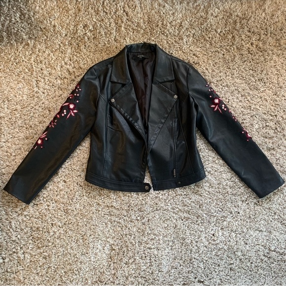 Guess Marvi Embroidered Motorcycle Jacket Size Medium - Picture 2 of 10